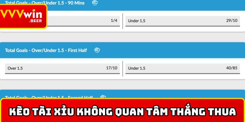 Kèo tài xỉu không quan tâm ai thắng thua